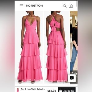 LULUS Tier & Now Waist Cutout Gown